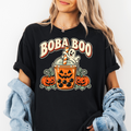 Pumpkin Boba Halloween T-Shirt, Boba Boo Ghost Cup, Retro Diner Spooky Season Art, Comfort Colors