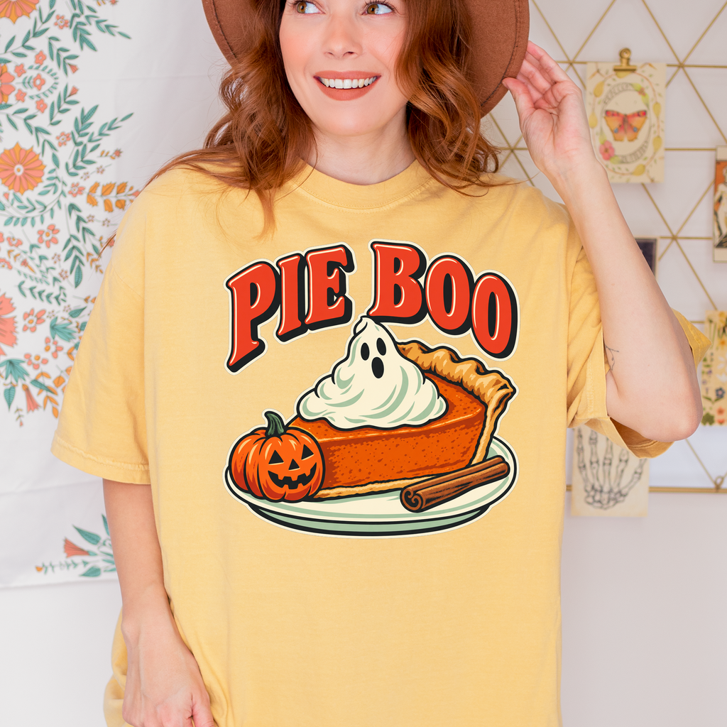 Pumpkin Pie Halloween T Shirt, Pie Boo Ghost Dollop, Retro Diner Food Illustration, Comfort Colors Spooky Season
