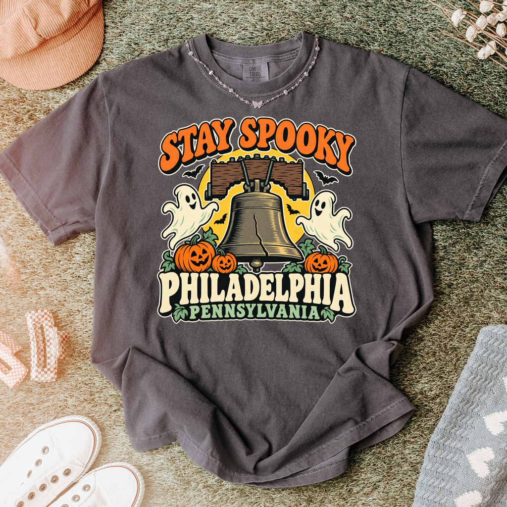Philadelphia Halloween T-shirt, Liberty Bell Ghosts, Retro Pennsylvania Souvenir, Comfort Colors Spooky Season