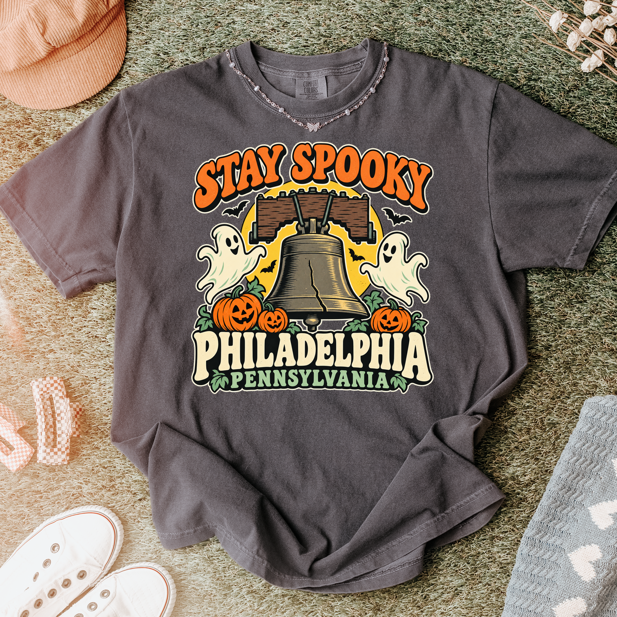 Philadelphia Halloween T-shirt, Liberty Bell Ghosts, Retro Pennsylvania Souvenir, Comfort Colors Spooky Season