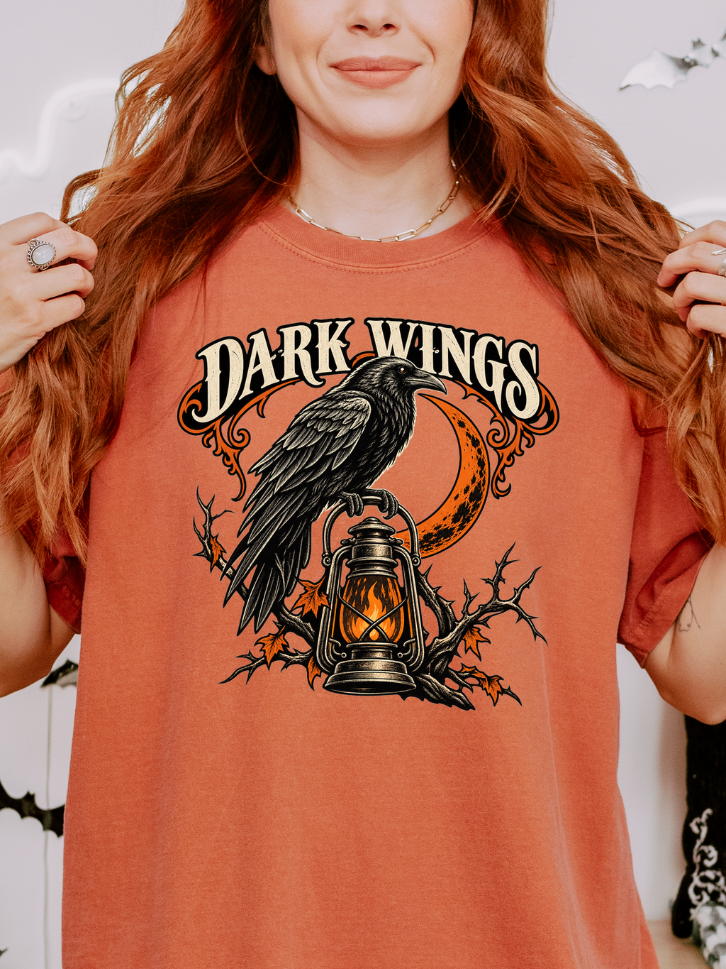 Halloween T-Shirt, Raven and Lantern, Comfort Colors, Gothic Woodcut Art