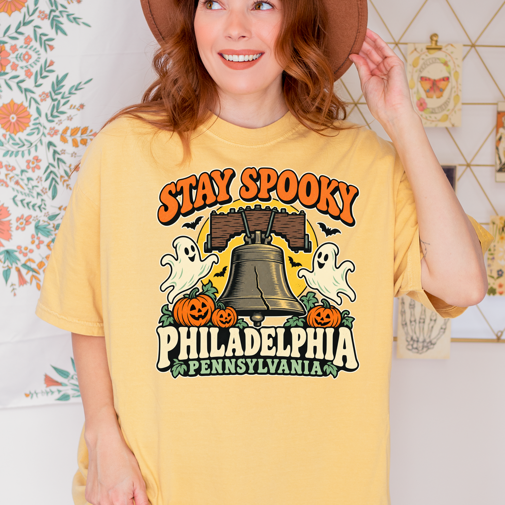 Philadelphia Halloween T-shirt, Liberty Bell Ghosts, Retro Pennsylvania Souvenir, Comfort Colors Spooky Season