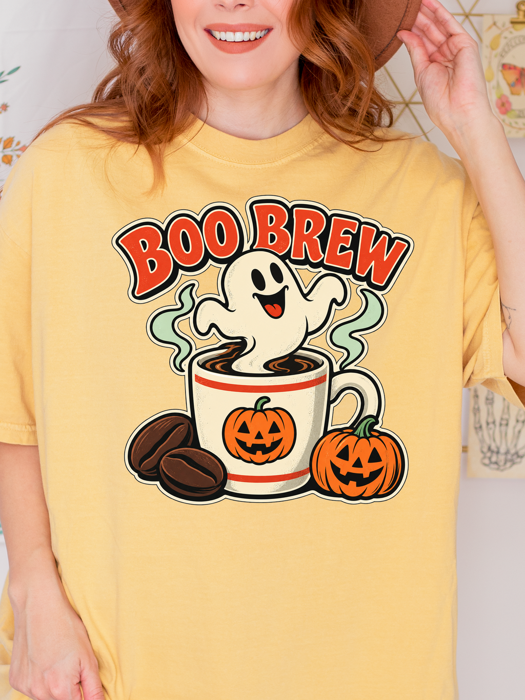 Halloween T-Shirt, Boo Brew Ghost Coffee, Retro Diner Art, Comfort Colors