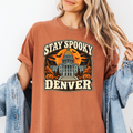 Denver Halloween T-Shirt, Colorado State Capitol, Comfort Colors Retro Pumpkin Souvenir, Spooky Season Bats
