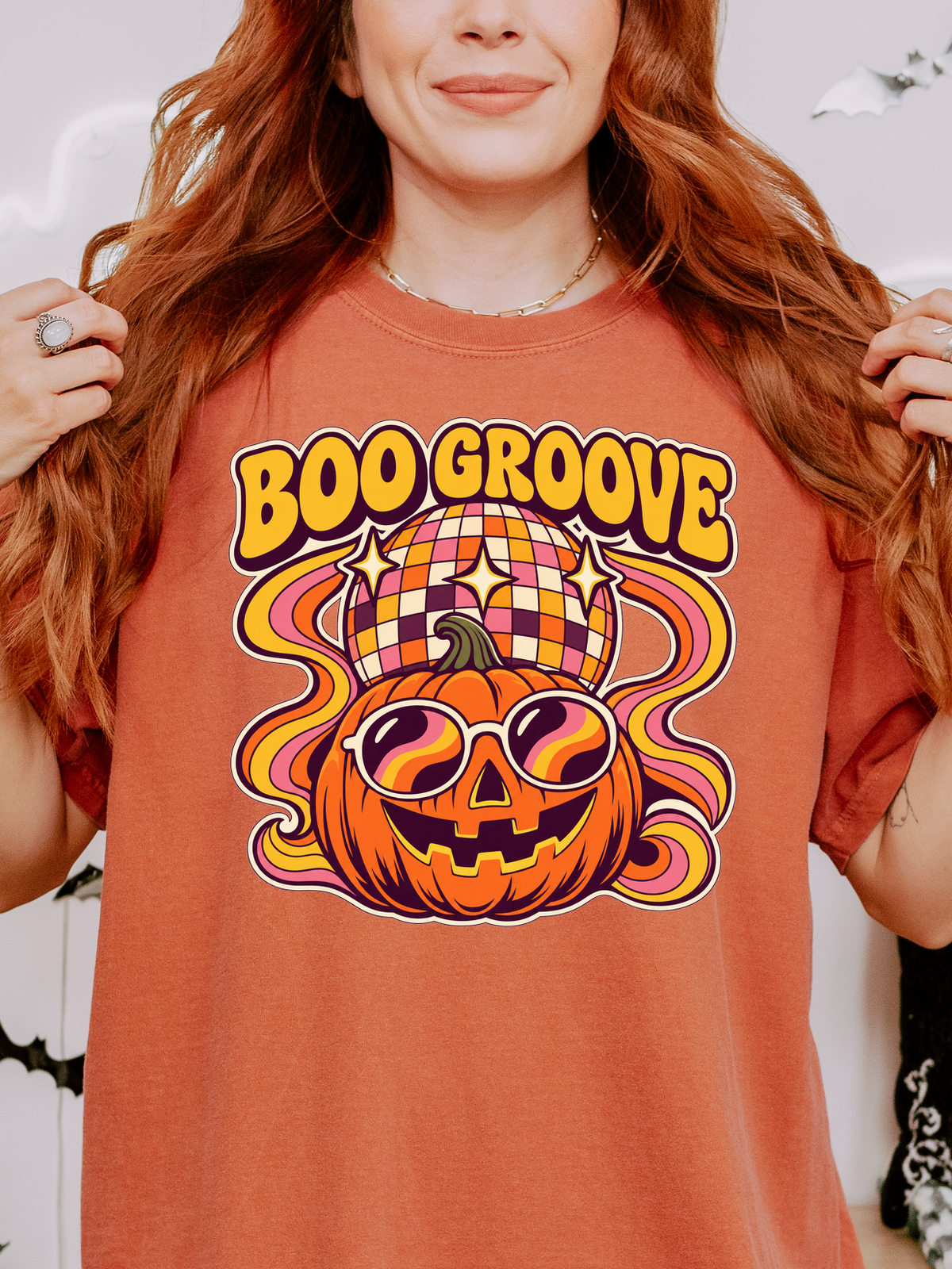 Halloween T-Shirt, Disco Pumpkin and Boo Groove, Retro Art, Comfort Colors