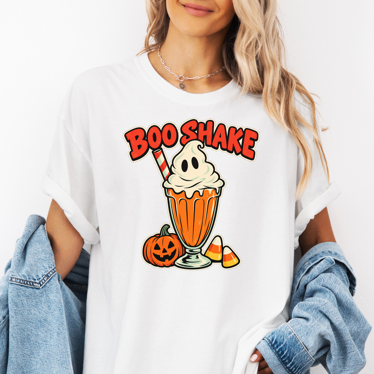 Monster Milkshake Halloween T-Shirt, Boo Shake Ghost Whipped Cream, Retro Diner Comfort Colors Pumpkin Design