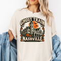 Nashville Halloween T-Shirt, Union Station Ghost Train, Comfort Colors, Woodcut Folk Art, Pumpkin Tennessee Souvenir