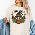 Moth Wing Witch Hat Halloween T-Shirt, Art Nouveau Pumpkin Botanical Design, Comfort Colors Spooky Season