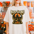 Haunted Snow Globe Halloween T-Shirt, Boo Globe Haunted House, Art Deco Pumpkin and Ghost, Comfort Colors Spooky Season