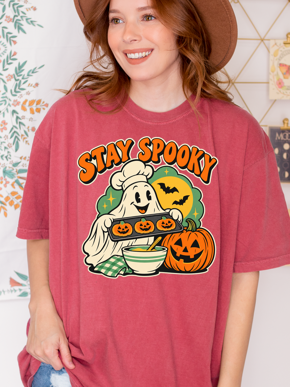 Halloween T-Shirt, Stay Spooky Ghost Baker, Comfort Colors, Retro Cartoon