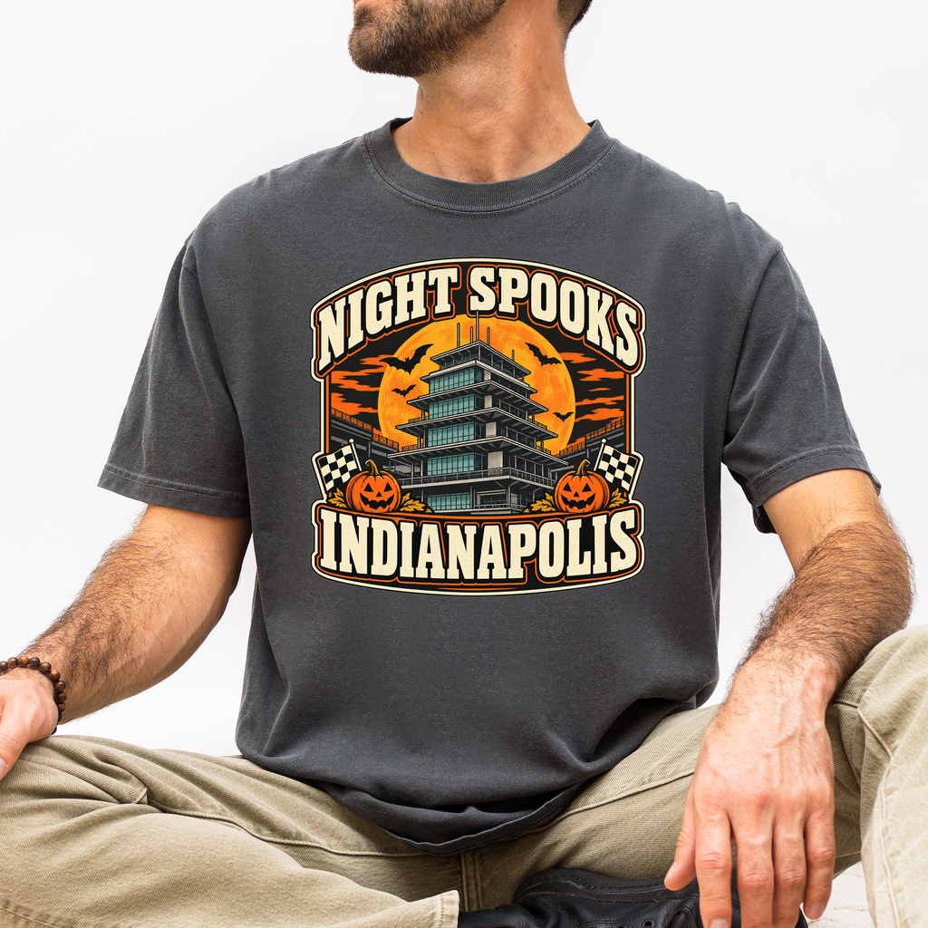 Indianapolis Halloween T-Shirt, Indianapolis Motor Speedway Pagoda, Comfort Colors Retro Pumpkin Souvenir