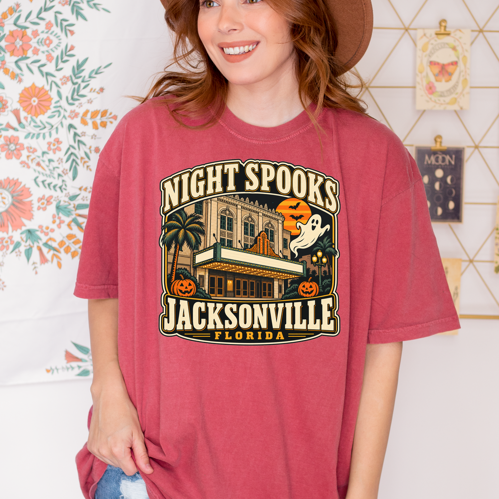 Jacksonville Halloween T-shirt, Florida Theatre Ghost and Pumpkins, Retro Florida Souvenir, Comfort Colors