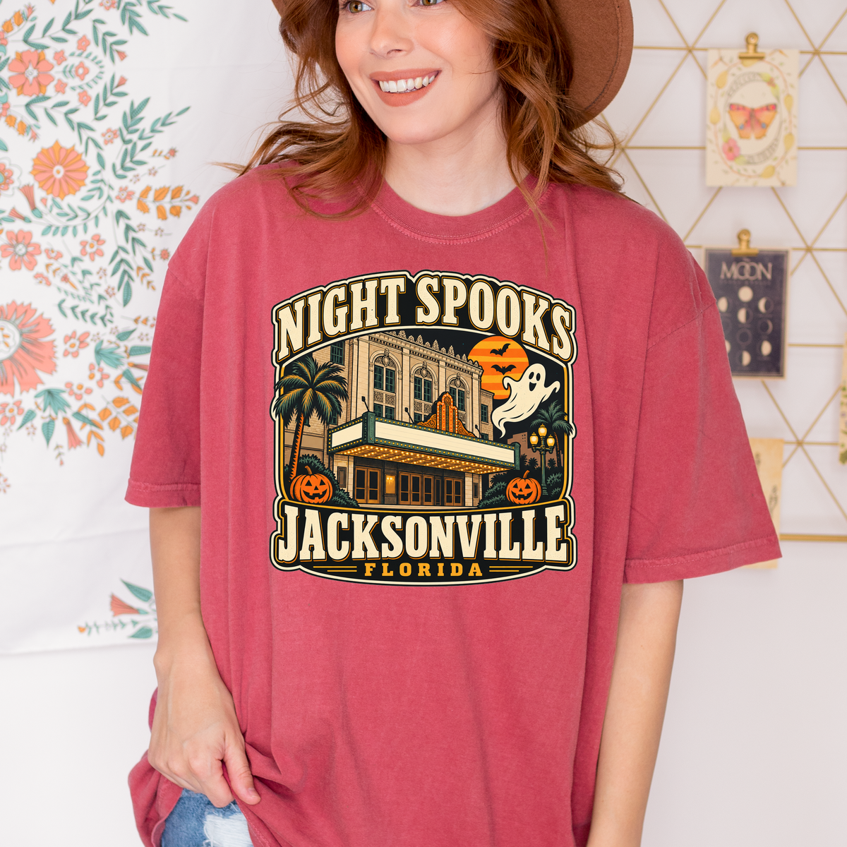 Jacksonville Halloween T-shirt, Florida Theatre Ghost and Pumpkins, Retro Florida Souvenir, Comfort Colors