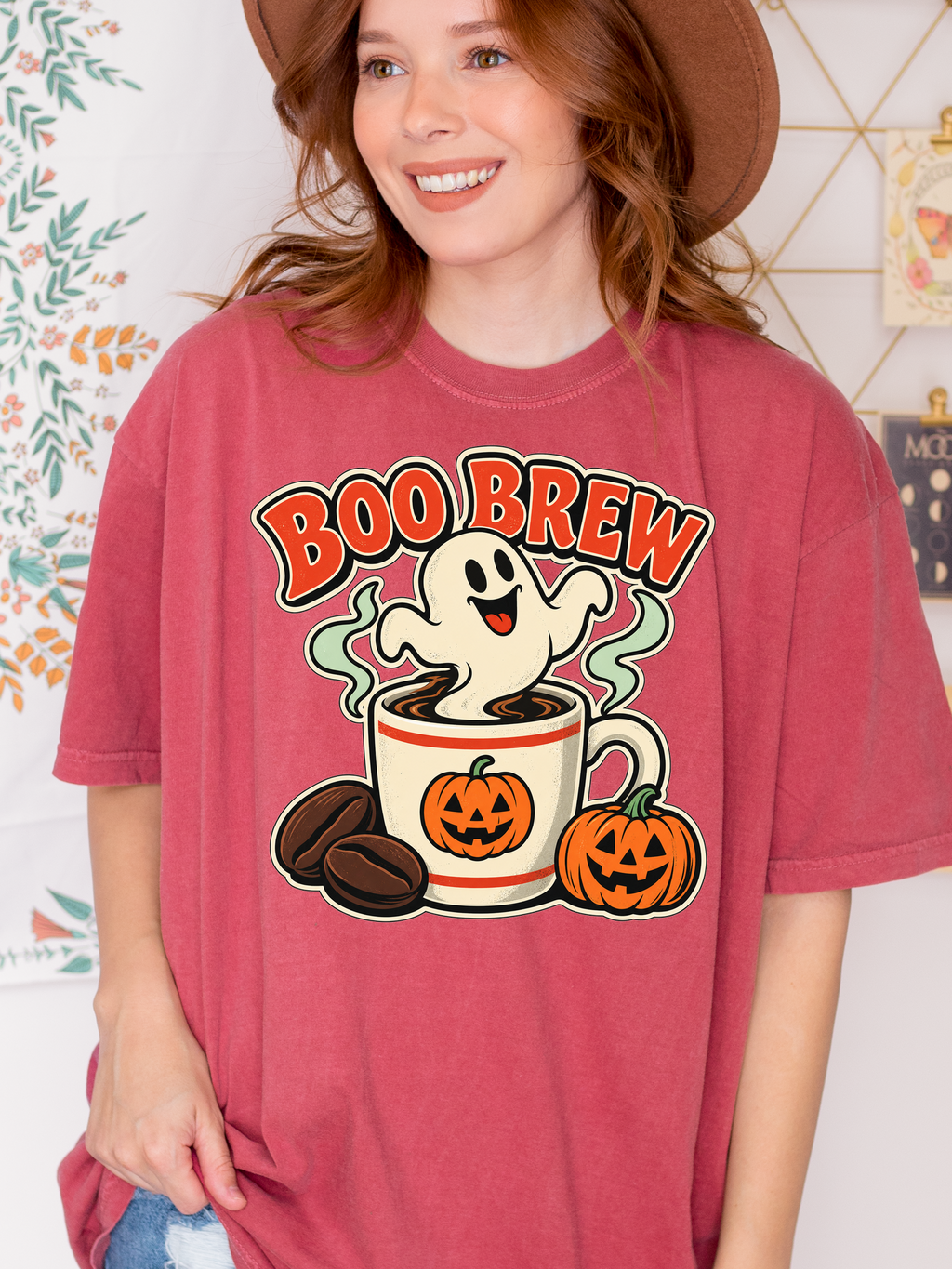 Halloween T-Shirt, Boo Brew Ghost Coffee, Retro Diner Art, Comfort Colors