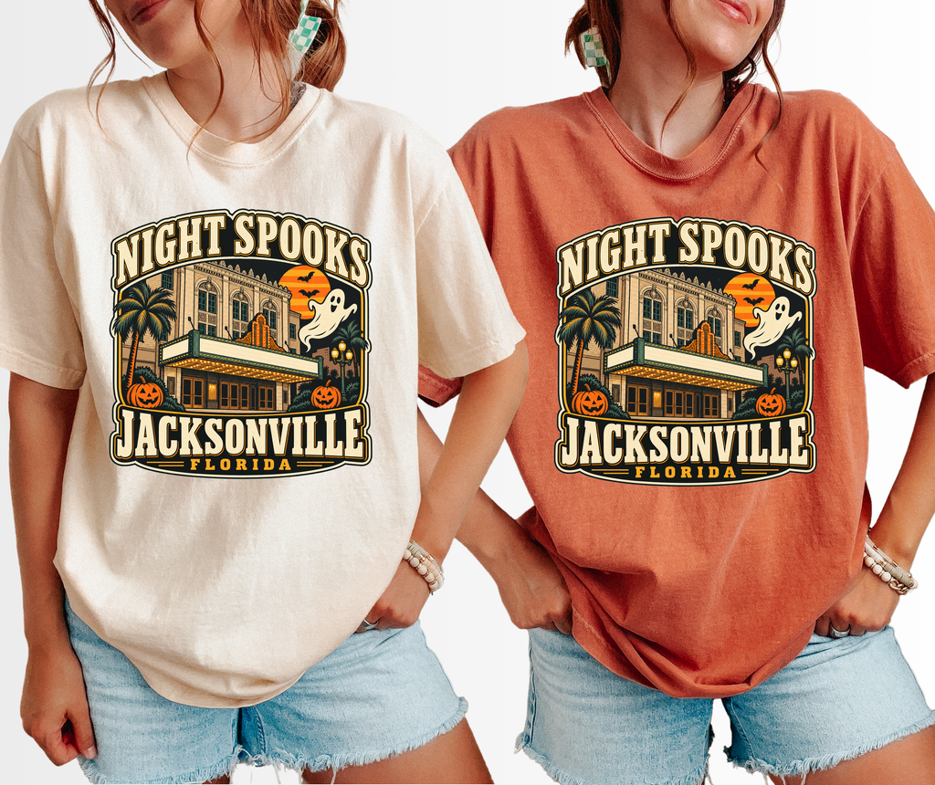 Jacksonville Halloween T-shirt, Florida Theatre Ghost and Pumpkins, Retro Florida Souvenir, Comfort Colors