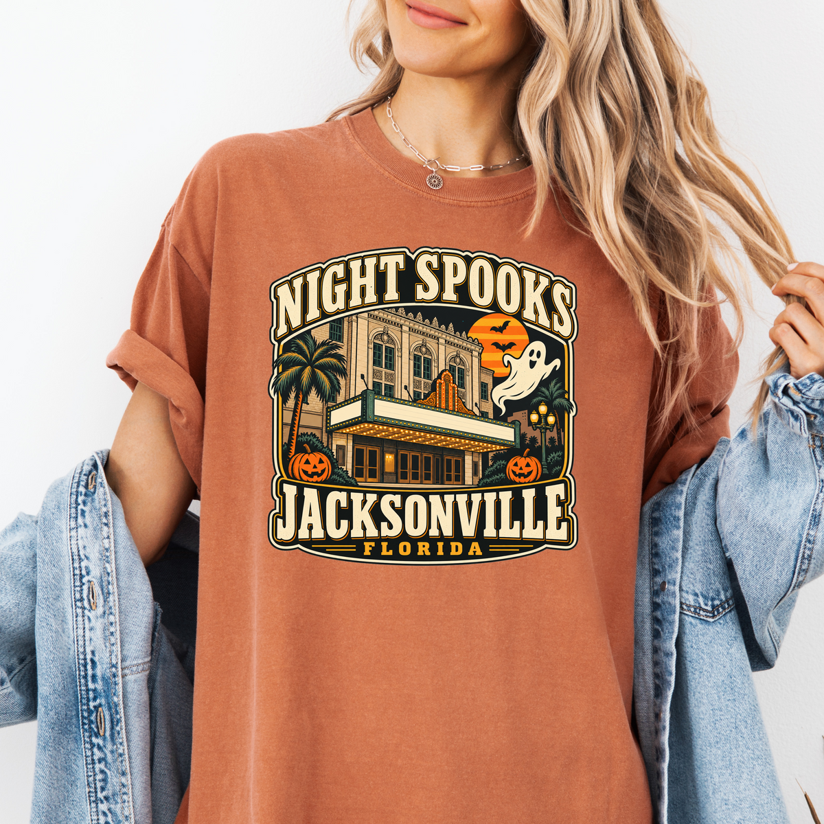 Jacksonville Halloween T-shirt, Florida Theatre Ghost and Pumpkins, Retro Florida Souvenir, Comfort Colors