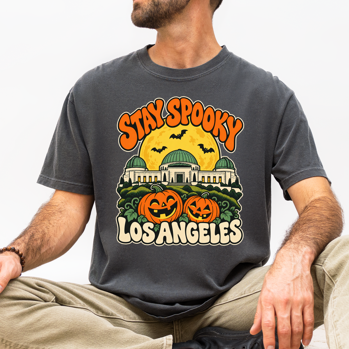 Los Angeles Halloween T-Shirt, Griffith Observatory, Comfort Colors, Playful 1950s Cartoon California Souvenir
