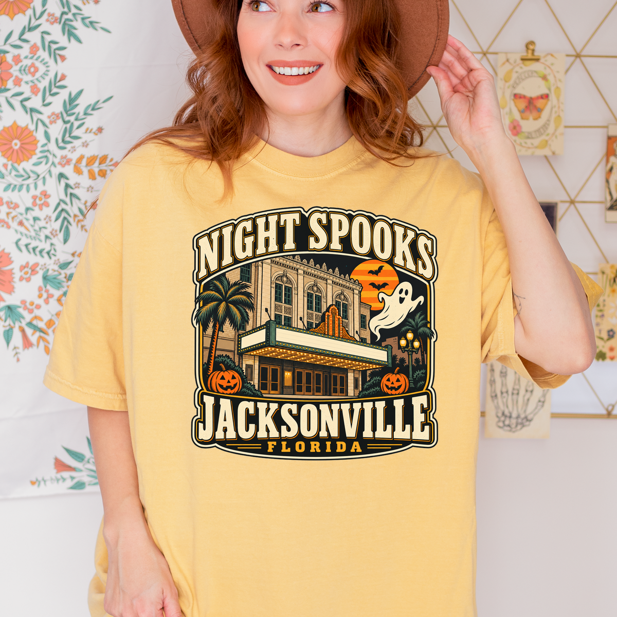 Jacksonville Halloween T-shirt, Florida Theatre Ghost and Pumpkins, Retro Florida Souvenir, Comfort Colors