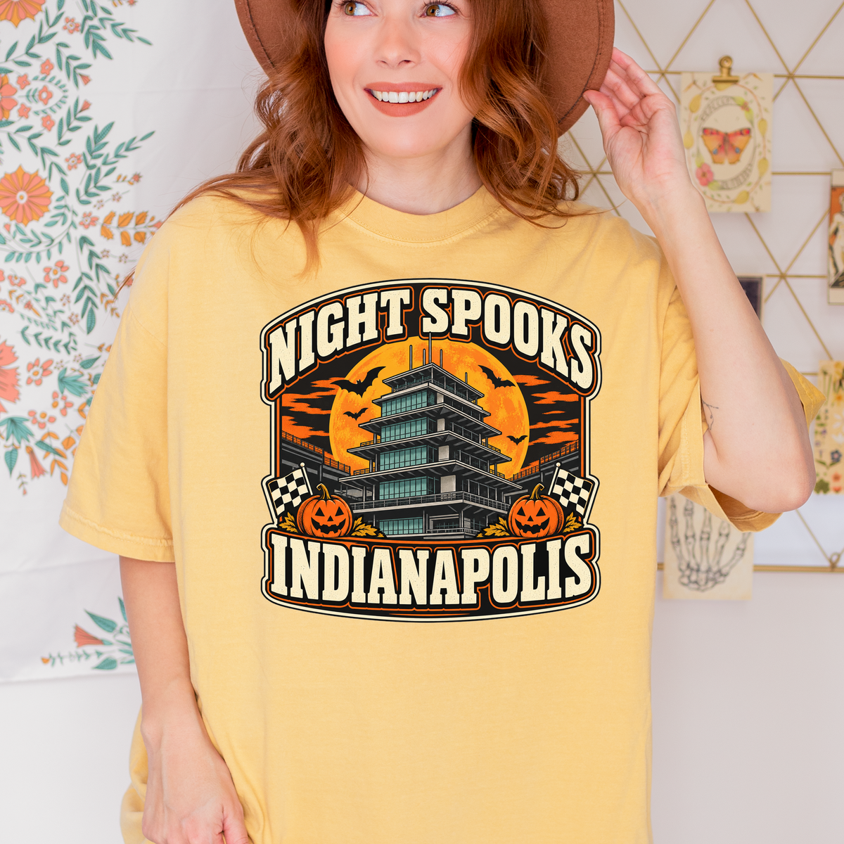 Indianapolis Halloween T-Shirt, Indianapolis Motor Speedway Pagoda, Comfort Colors Retro Pumpkin Souvenir