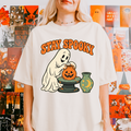 Ghost Pottery Halloween T-Shirt, Stay Spooky Pumpkin Clay Pot, Retro 1950s Cartoon, Comfort Colors Spooky Season