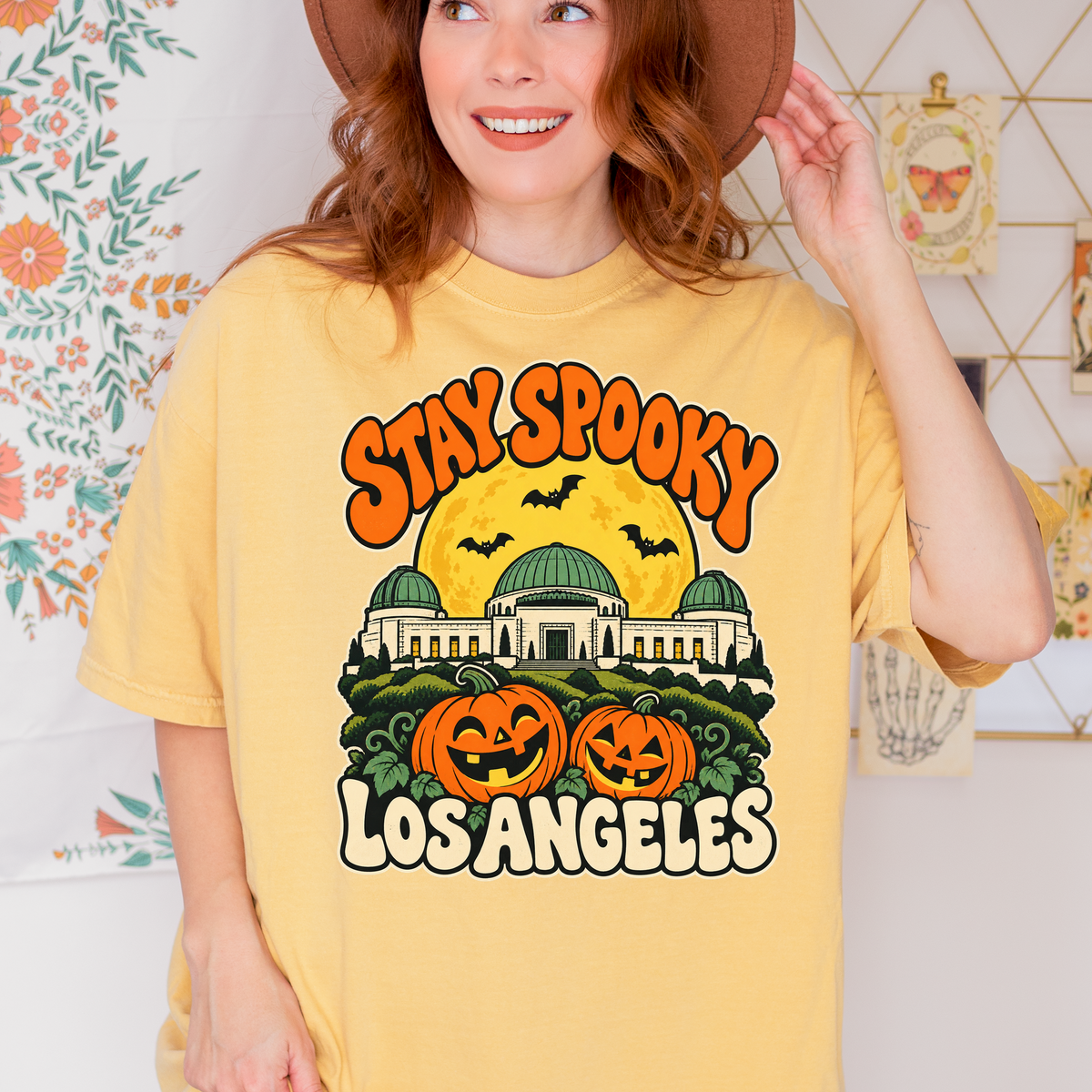 Los Angeles Halloween T-Shirt, Griffith Observatory, Comfort Colors, Playful 1950s Cartoon California Souvenir