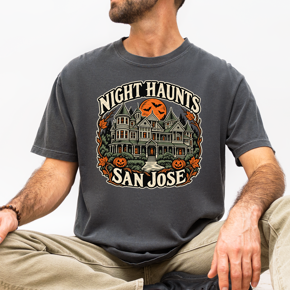 San Jose Halloween T-Shirt, Winchester Mystery House, Comfort Colors Folk Art Pumpkin California Souvenir