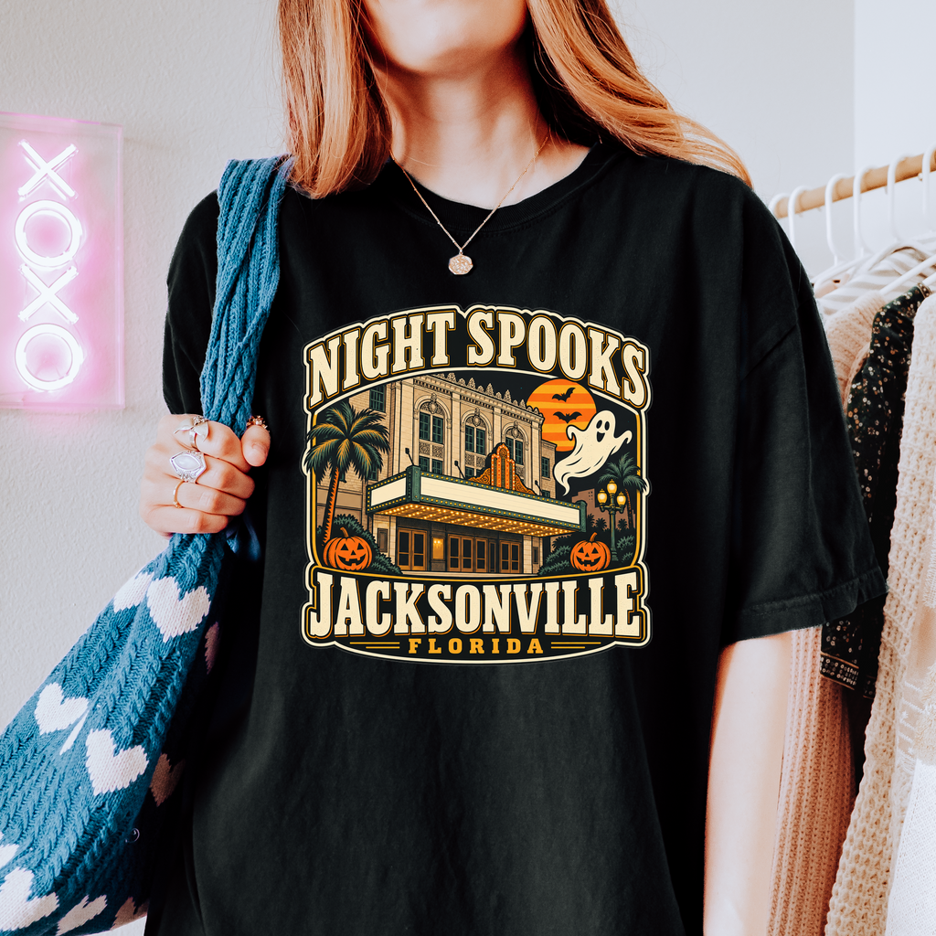 Jacksonville Halloween T-shirt, Florida Theatre Ghost and Pumpkins, Retro Florida Souvenir, Comfort Colors