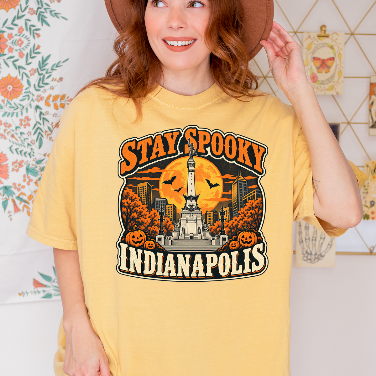 Indianapolis Halloween T-Shirt, Soldiers and Sailors Monument, Retro Pumpkin Souvenir, Comfort Colors