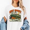 Seattle Halloween T-Shirt, Pike Place Market Black Cat and Ghosts, Retro Spooky Season Comfort Colors