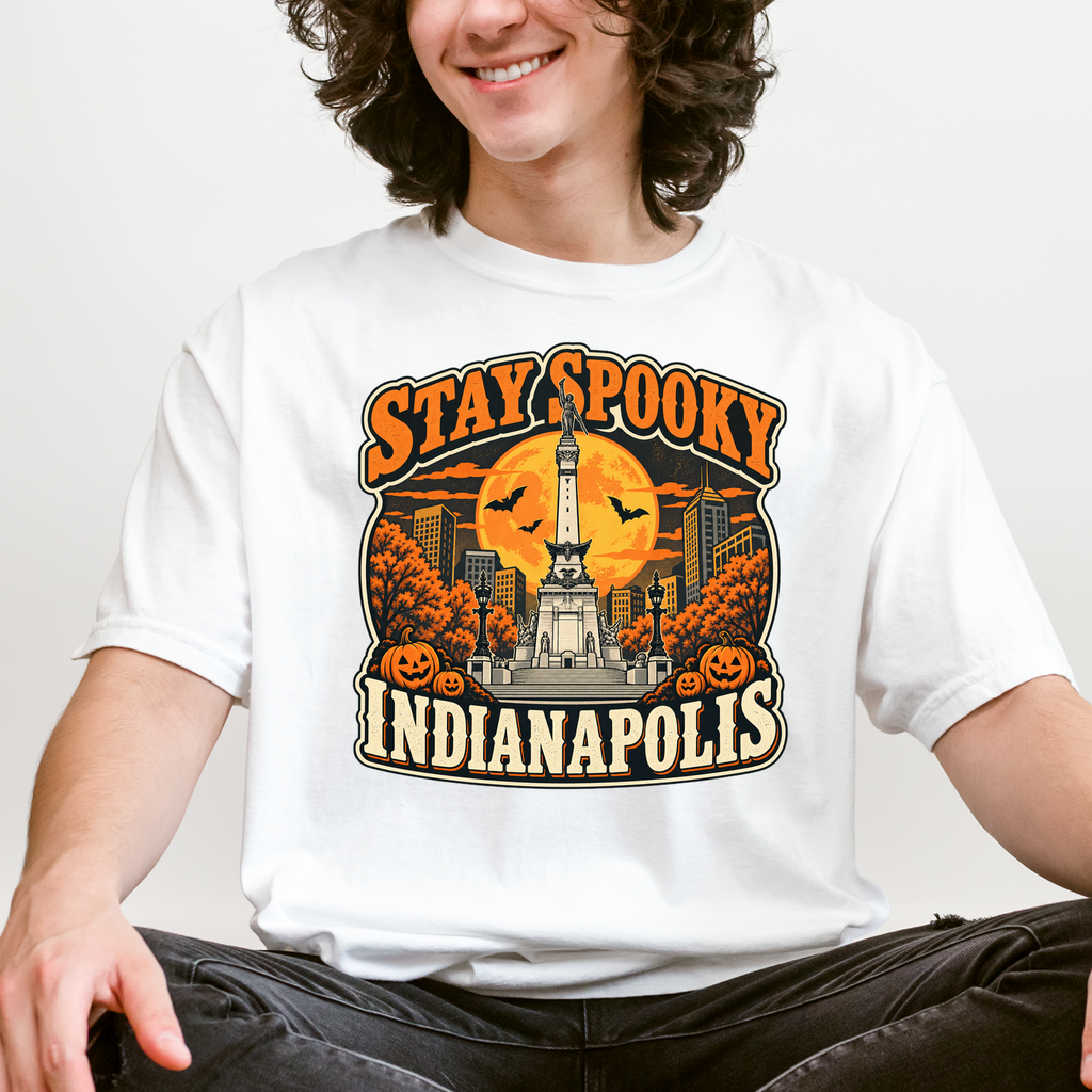 Indianapolis Halloween T-Shirt, Soldiers and Sailors Monument, Retro Pumpkin Souvenir, Comfort Colors