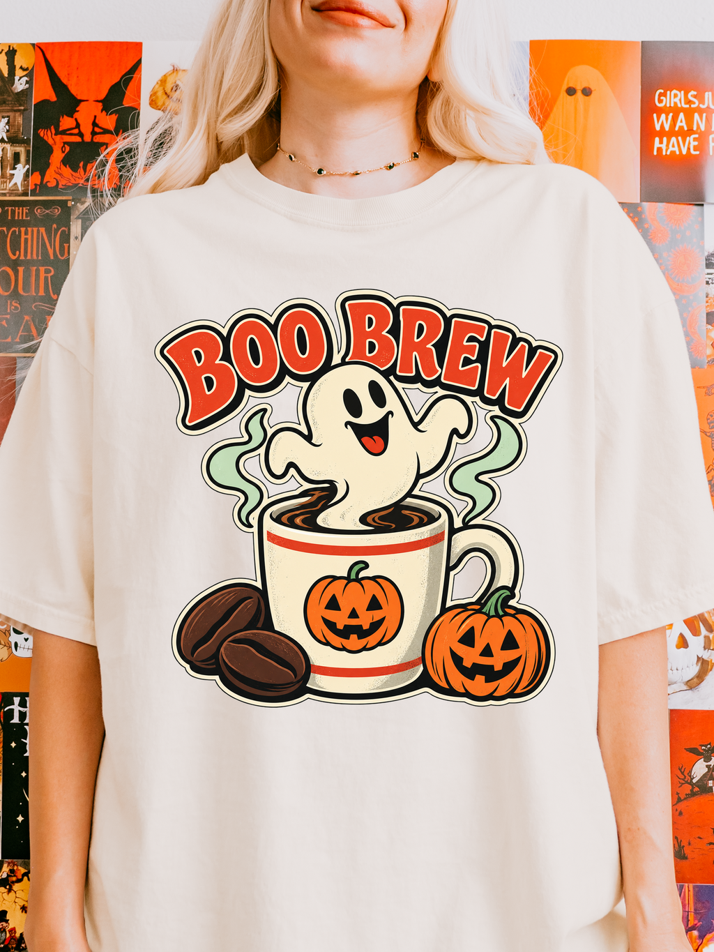 Halloween T-Shirt, Boo Brew Ghost Coffee, Retro Diner Art, Comfort Colors