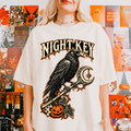 Raven Halloween T-Shirt, Ornate Skeleton Key and Pumpkin, Gothic Woodcut Spooky Season Art, Comfort Colors