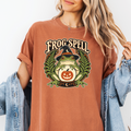 Frog Halloween T-Shirt, Fortune Teller Crystal Ball and Pumpkin, Art Nouveau Botanical Comfort Colors