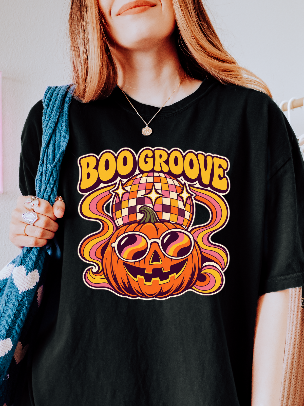 Halloween T-Shirt, Disco Pumpkin and Boo Groove, Retro Art, Comfort Colors