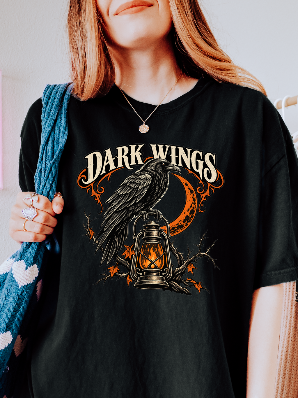 Halloween T-Shirt, Raven and Lantern, Comfort Colors, Gothic Woodcut Art