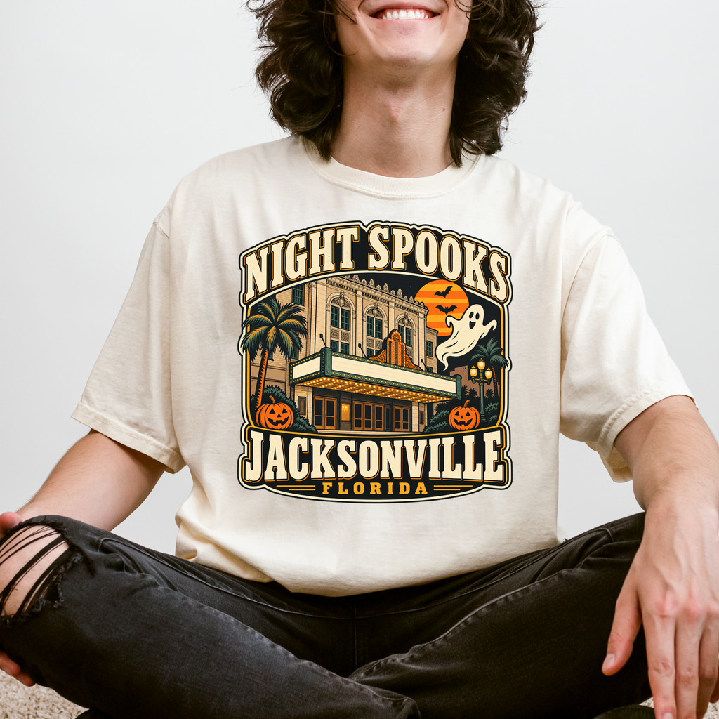 Jacksonville Halloween T-shirt, Florida Theatre Ghost and Pumpkins, Retro Florida Souvenir, Comfort Colors