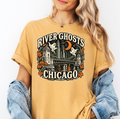 Chicago Halloween T-Shirt, DuSable Bridge River Ghosts, Comfort Colors Folk Art, Illinois Spooky Season Souvenir
