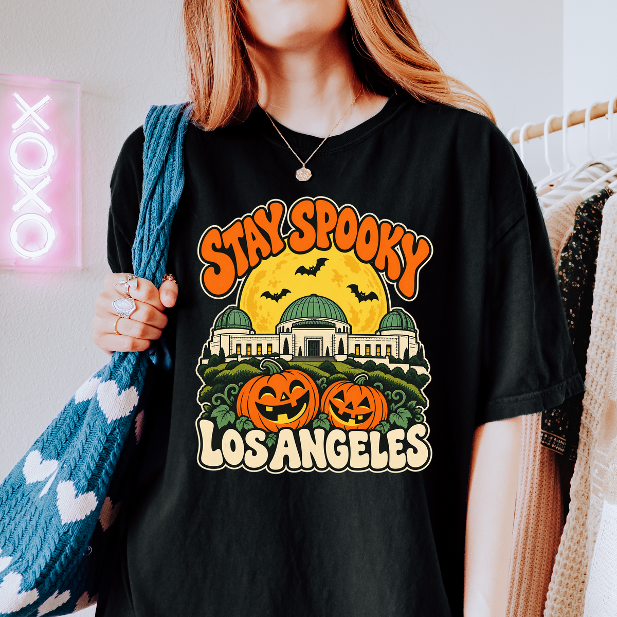 Los Angeles Halloween T-Shirt, Griffith Observatory, Comfort Colors, Playful 1950s Cartoon California Souvenir