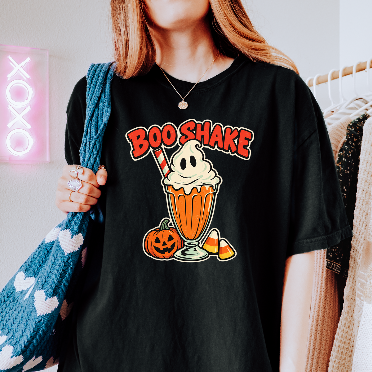 Monster Milkshake Halloween T-Shirt, Boo Shake Ghost Whipped Cream, Retro Diner Comfort Colors Pumpkin Design