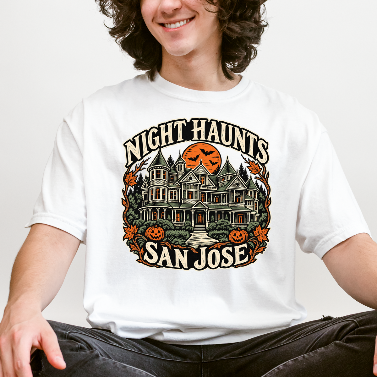 San Jose Halloween T-Shirt, Winchester Mystery House, Comfort Colors Folk Art Pumpkin California Souvenir