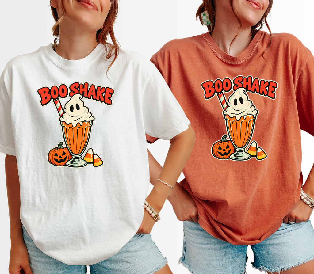 Monster Milkshake Halloween T-Shirt, Boo Shake Ghost Whipped Cream, Retro Diner Comfort Colors Pumpkin Design