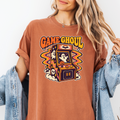 Haunted Arcade Halloween T-Shirt, Game Ghoul Cabinet, 1970s Psychedelic Pumpkin Joystick, Comfort Colors