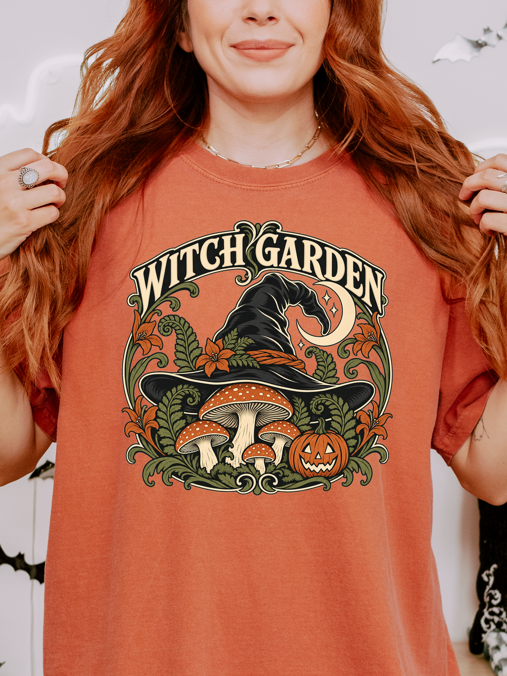 Halloween T-Shirt, Witch Garden Art Nouveau Botanical Art, Comfort Colors