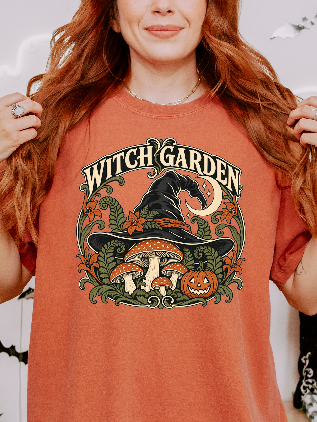 Halloween T-Shirt, Witch Garden Art Nouveau Botanical Art, Comfort Colors