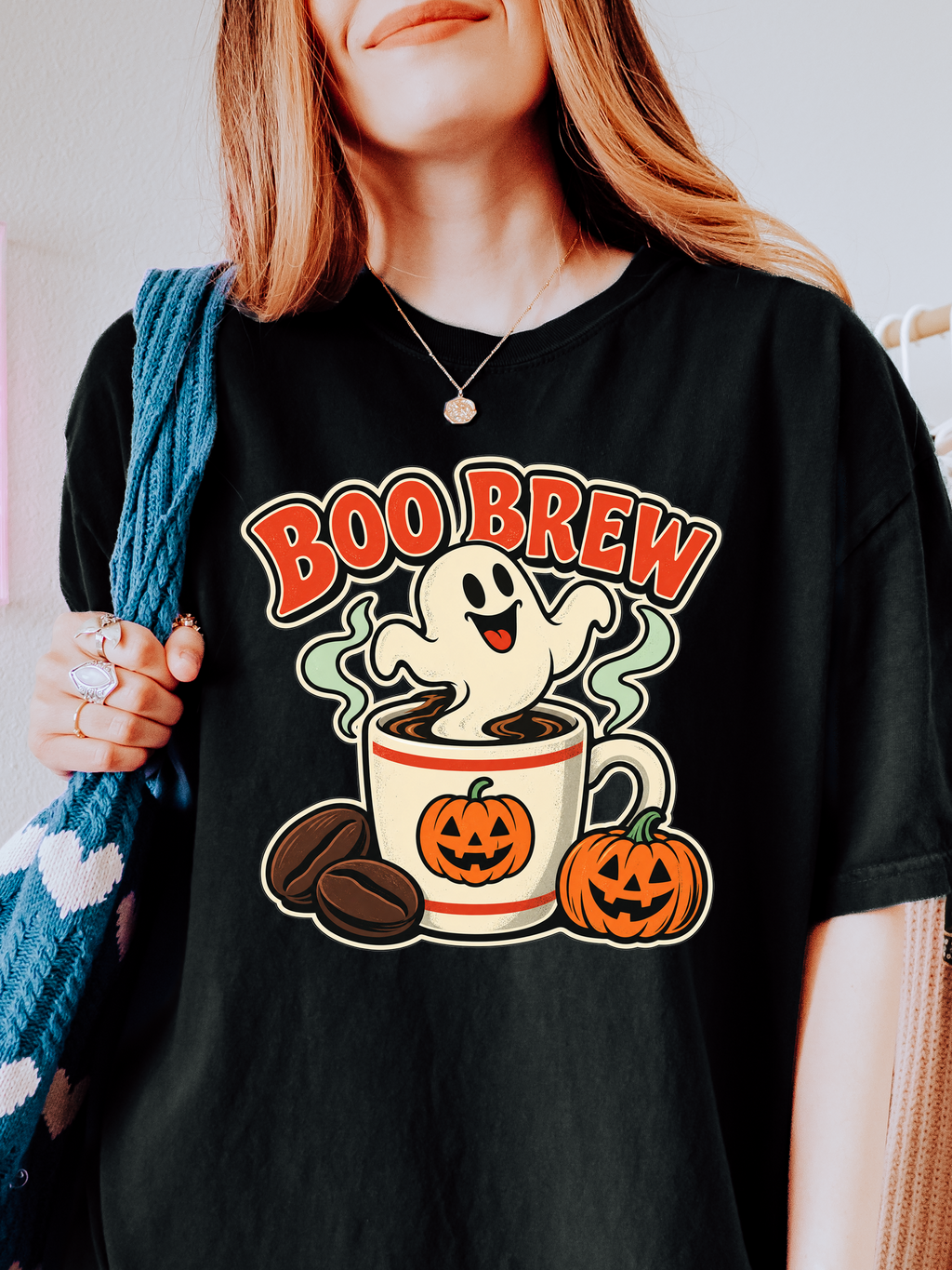 Halloween T-Shirt, Boo Brew Ghost Coffee, Retro Diner Art, Comfort Colors