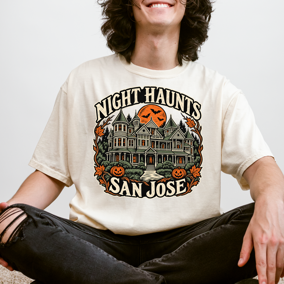 San Jose Halloween T-Shirt, Winchester Mystery House, Comfort Colors Folk Art Pumpkin California Souvenir