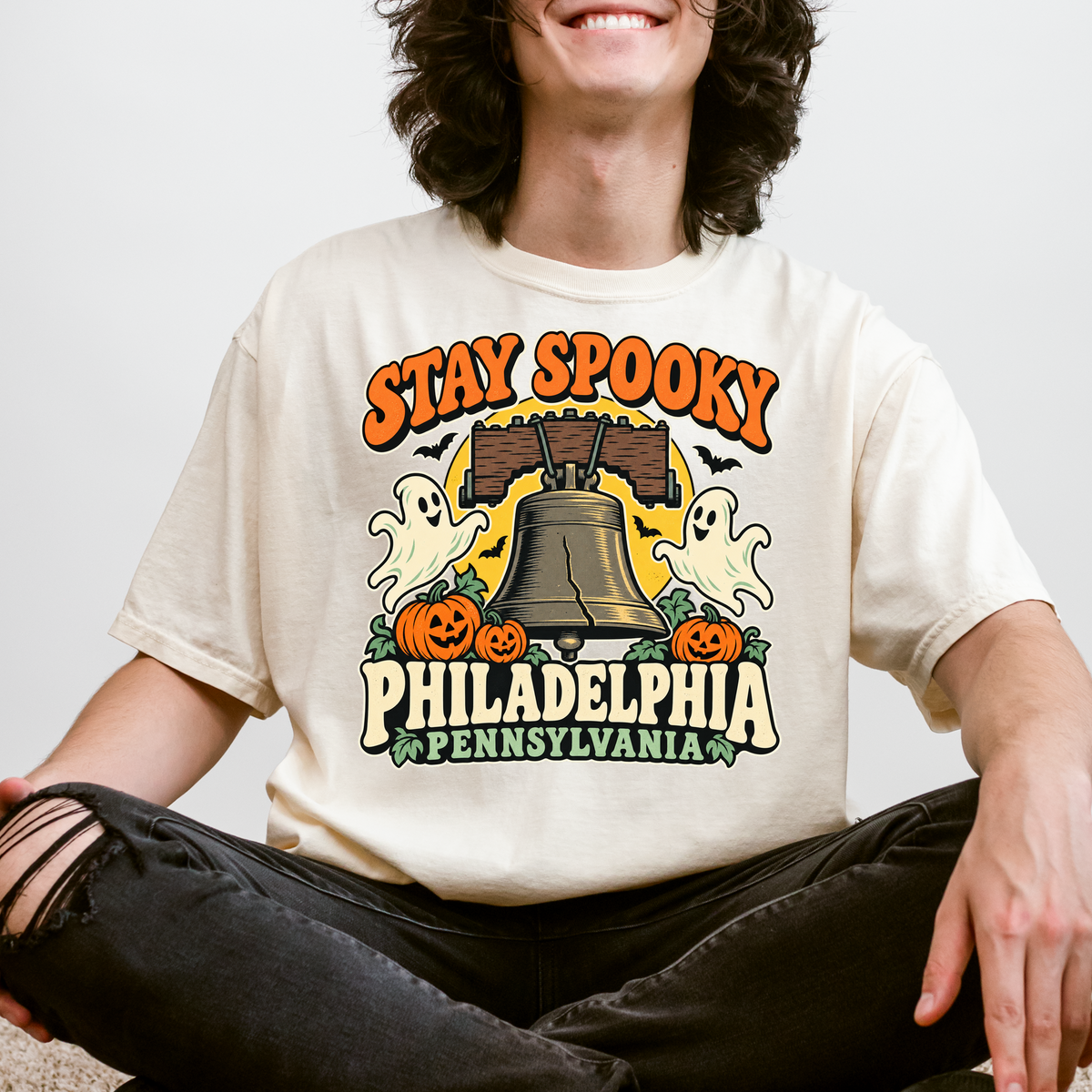 Philadelphia Halloween T-shirt, Liberty Bell Ghosts, Retro Pennsylvania Souvenir, Comfort Colors Spooky Season