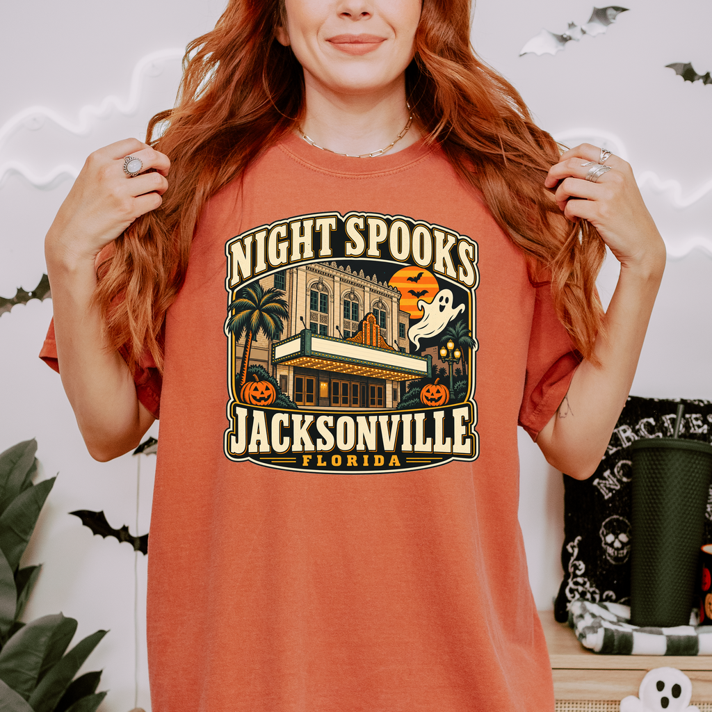 Jacksonville Halloween T-shirt, Florida Theatre Ghost and Pumpkins, Retro Florida Souvenir, Comfort Colors