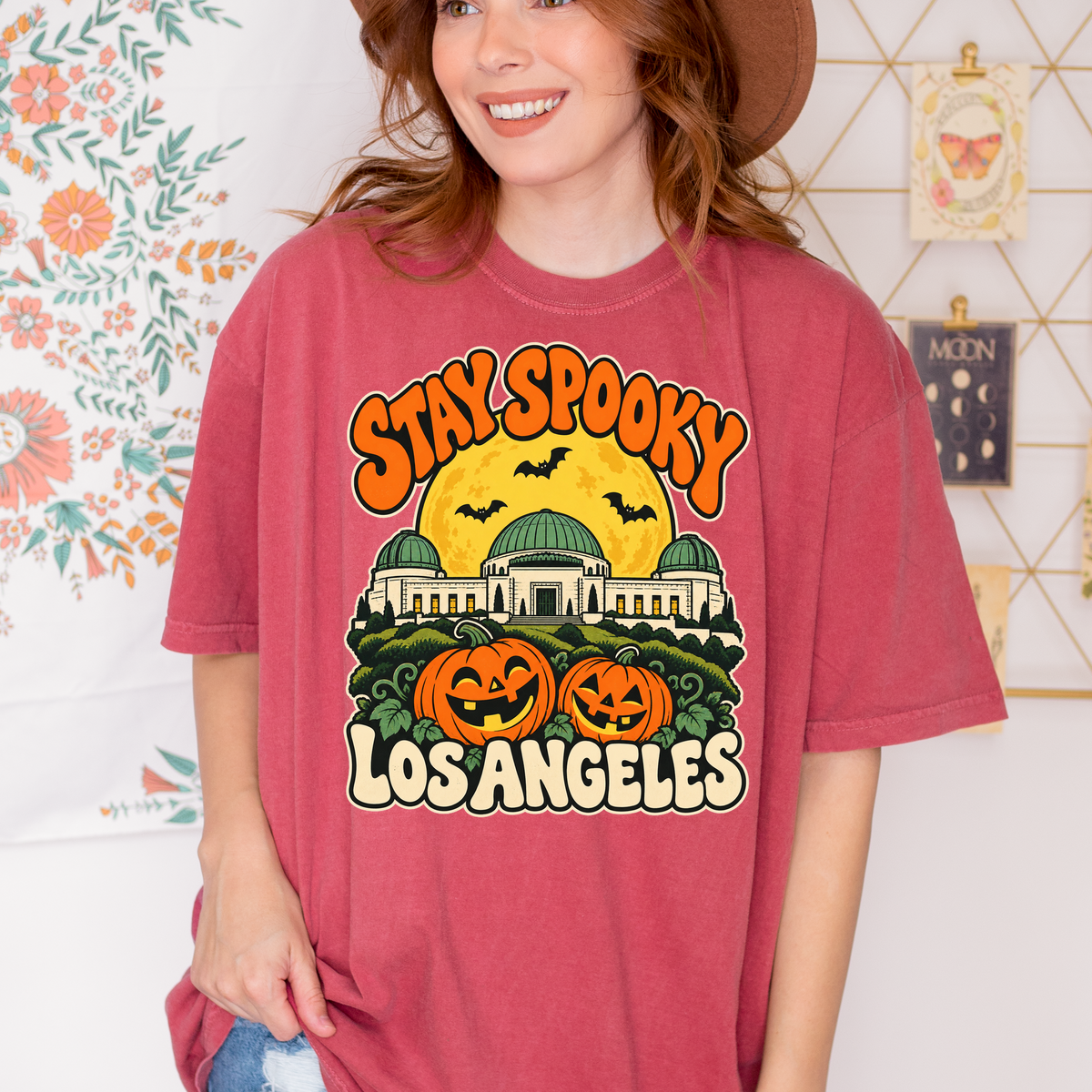 Los Angeles Halloween T-Shirt, Griffith Observatory, Comfort Colors, Playful 1950s Cartoon California Souvenir