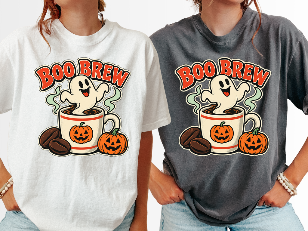 Halloween T-Shirt, Boo Brew Ghost Coffee, Retro Diner Art, Comfort Colors